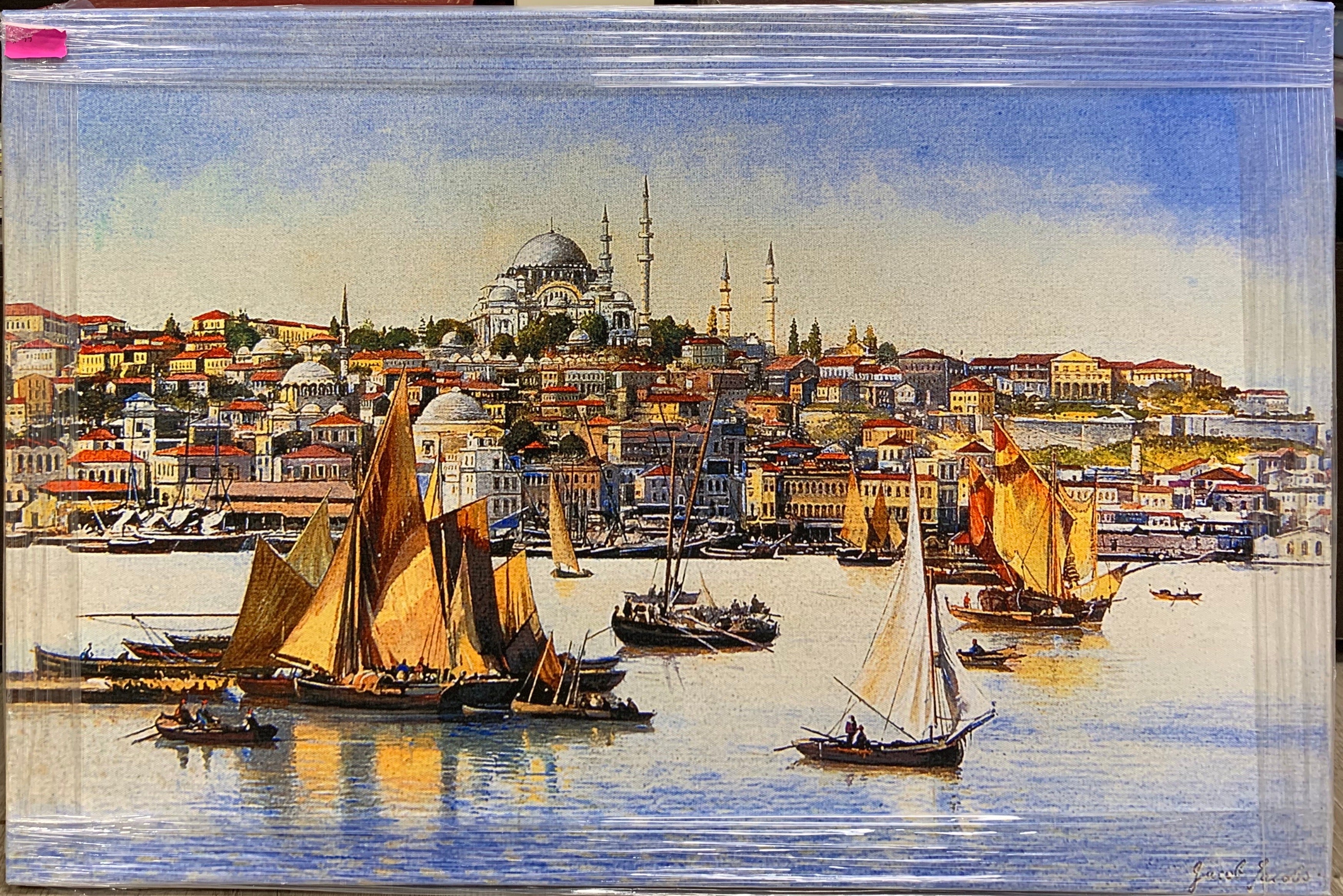 Istanbul Gemi Kanvas Tablo 75x52 cm