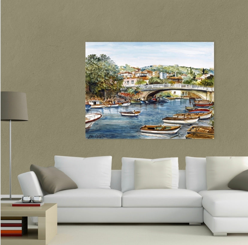 Goksu’da Kayiklar Kanvas Tablo 65cm-50cm