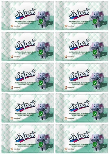 Selpak Antibakteriyel Islak Cep Mendili - Antibacterial Wet Wipes - Pack of 10