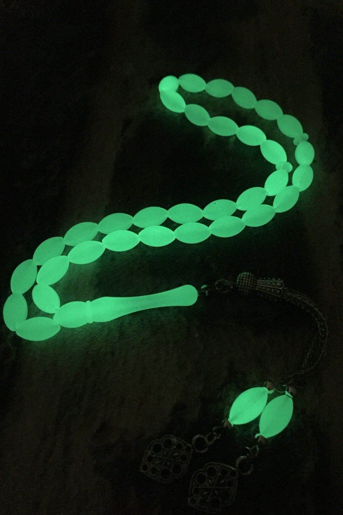 Tesbih 33luk Kedi Gozu (Cat's Eye) - Arpa Kesim - 4x6 mm - Prayer Beads - Glowing